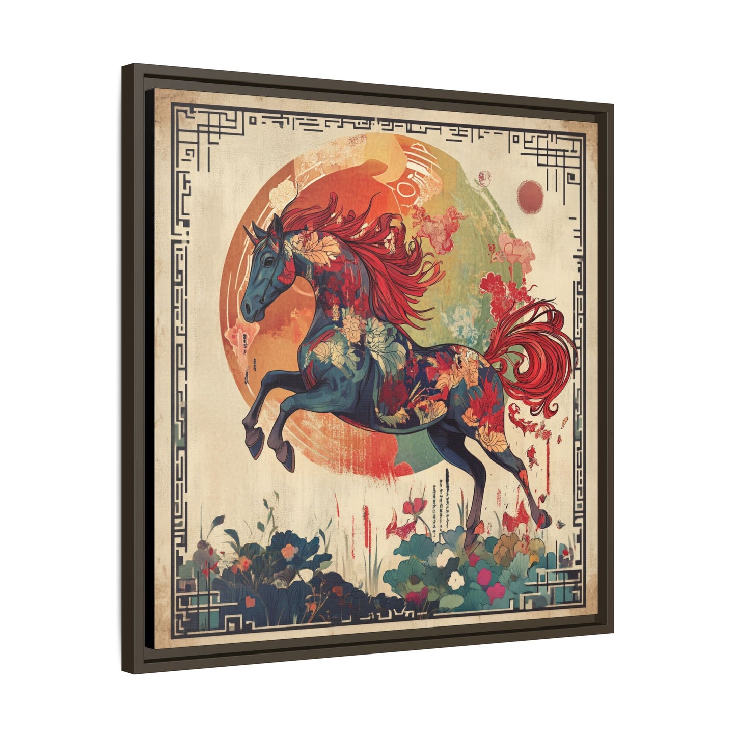 Fire Horse Year Matte Canvas Framed Print