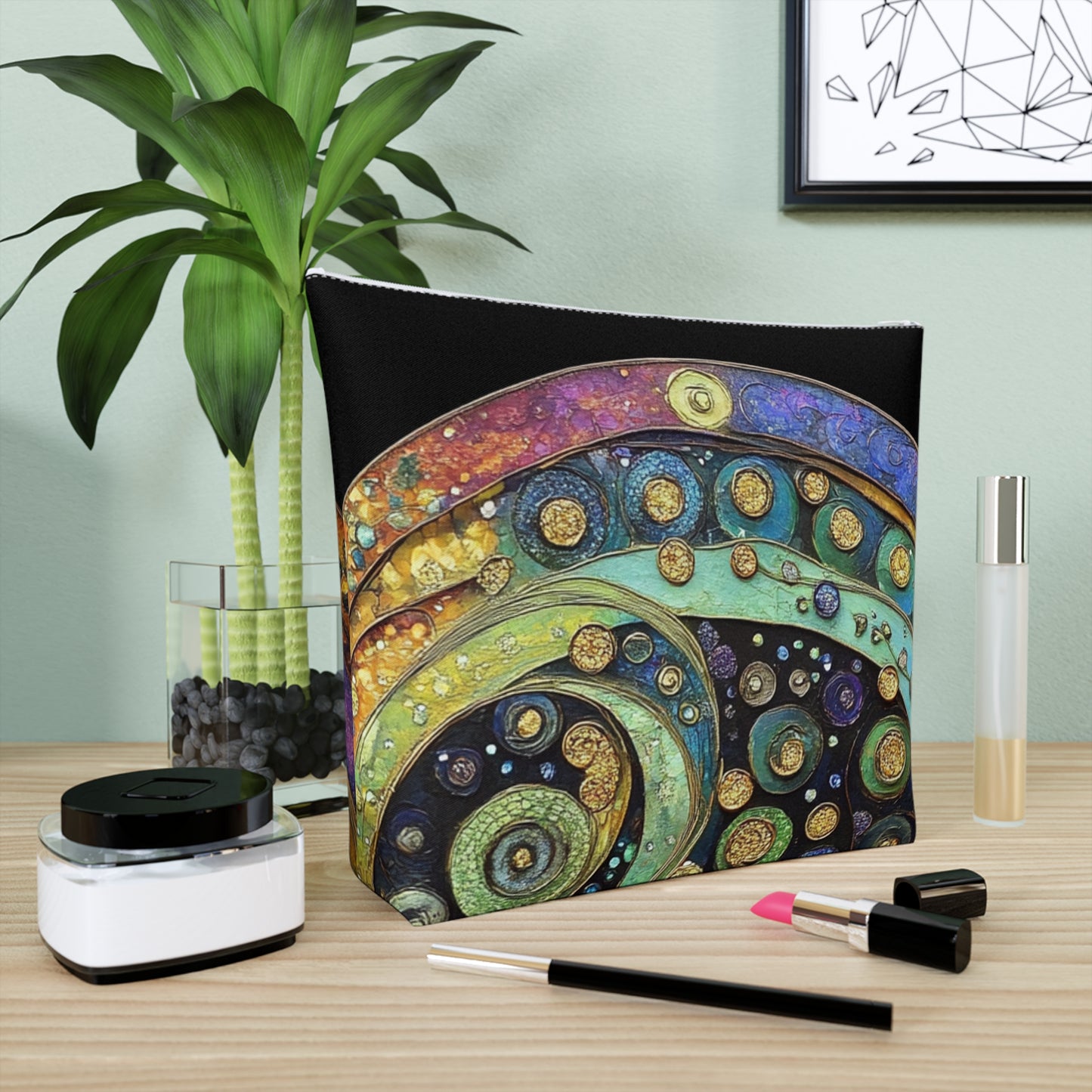 Fairy Door Whimsical Cotton Cosmetic Bag, Stylish Makeup Pouch, Unique Travel Organizer, Gift for Friends, Boho Accessories for Women