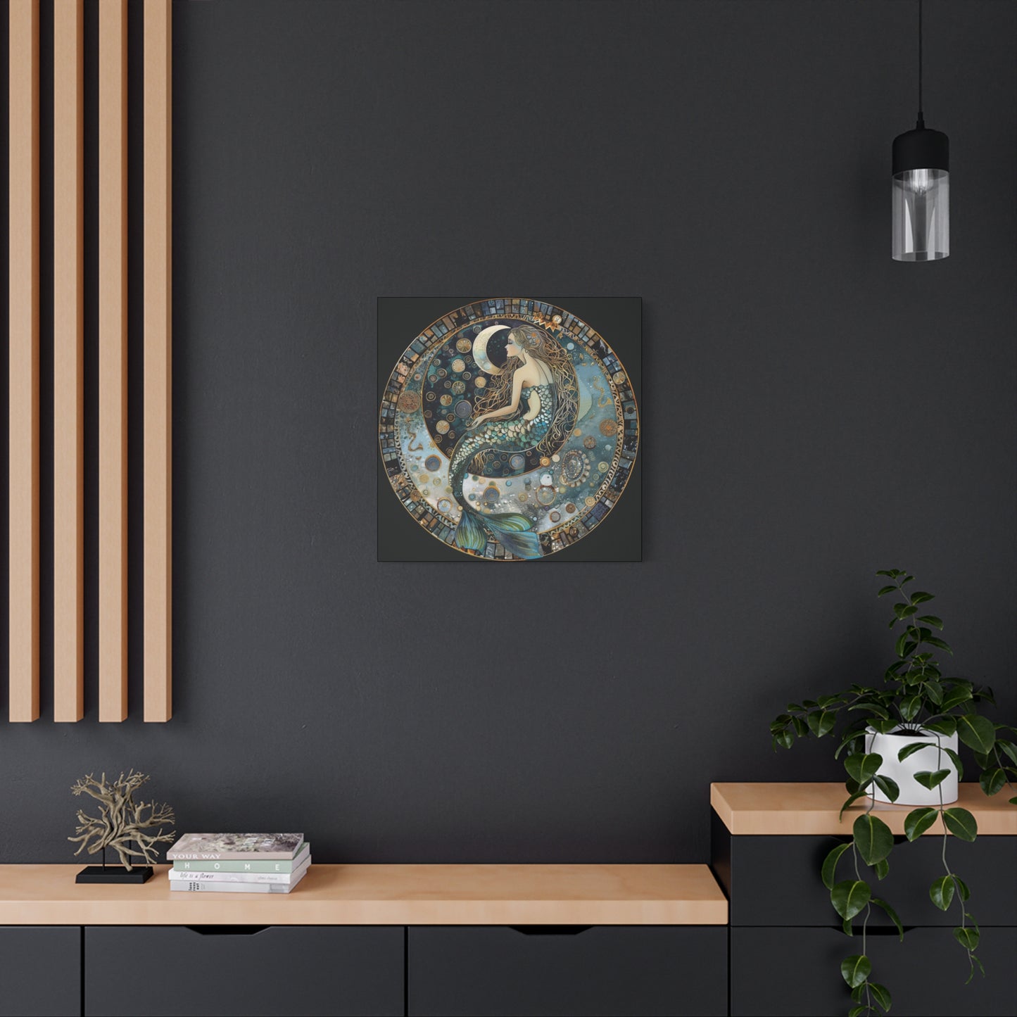 Mermaid Moon Canvas Art Print, Ocean Decor, Fantasy Artwork, Nautical Home Wall Art, Ethereal Gift for Sea Lovers