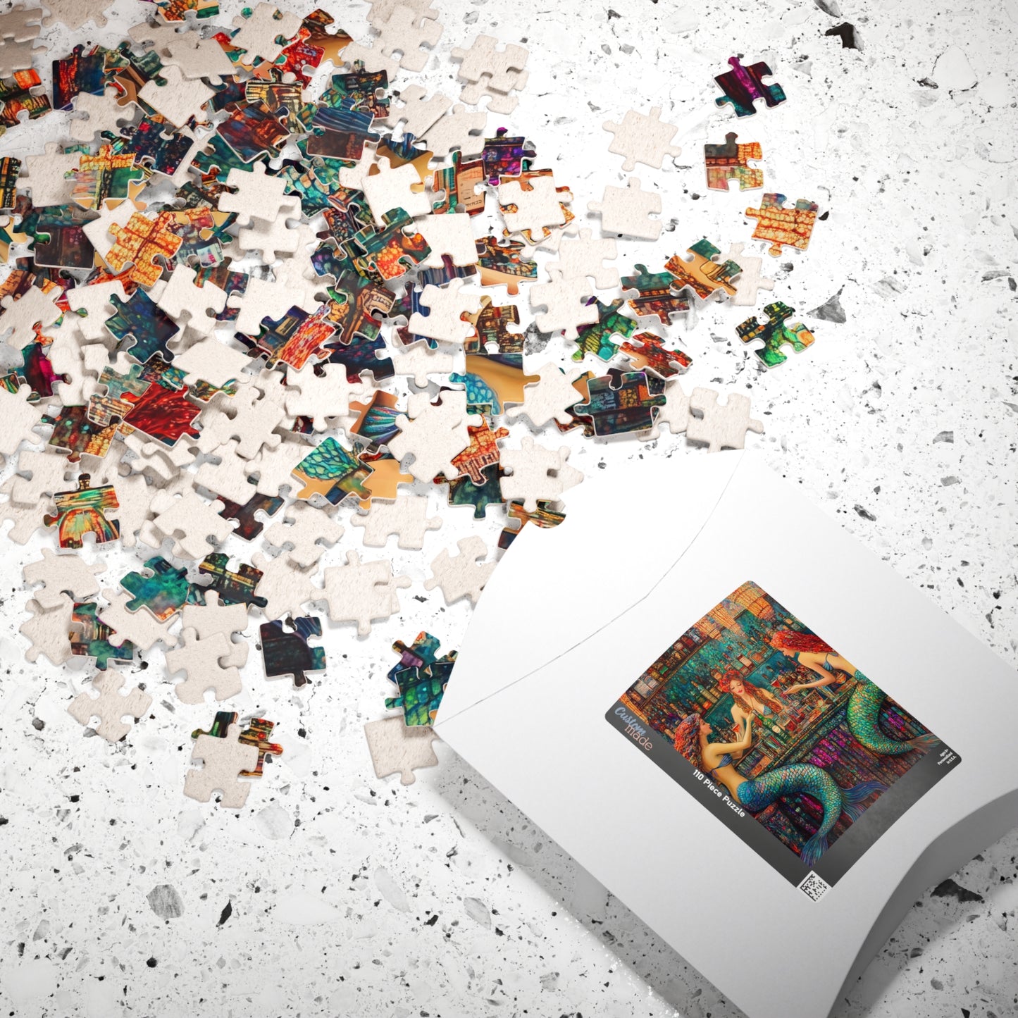 Mermaid Bar Scene Puzzle | 520 or 1014 Piece Jigsaw, Colorful Mermaid Artwork