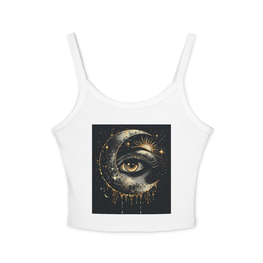 Celestial Eye Spaghetti Strap Tank Top, Astrology Tank, Boho Summer Fashion, Festival Wear, Cute Layering Top, Gift for Her
