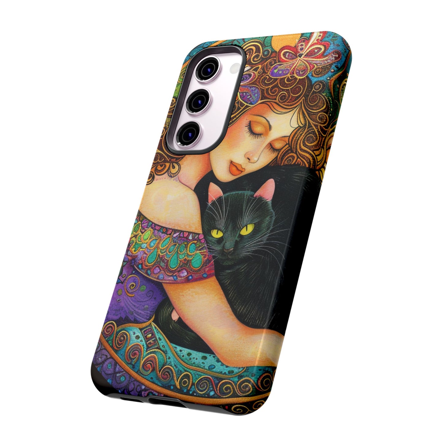 Colorful Cat Art Phone Case, Tough Phone Cover for Cat Lovers, Gift for Pet Owners, Artistic Mobile Case, Cute Cat Design
