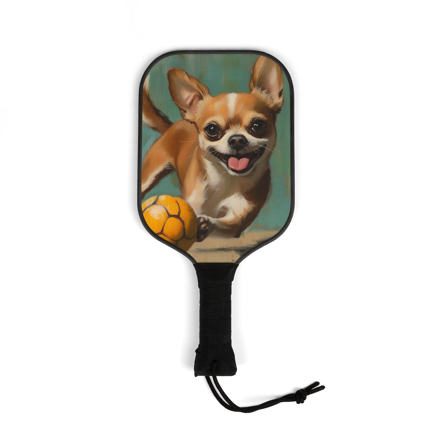 Happy Chihuahua with Ball Pickleball Paddle | Pickleball Kit