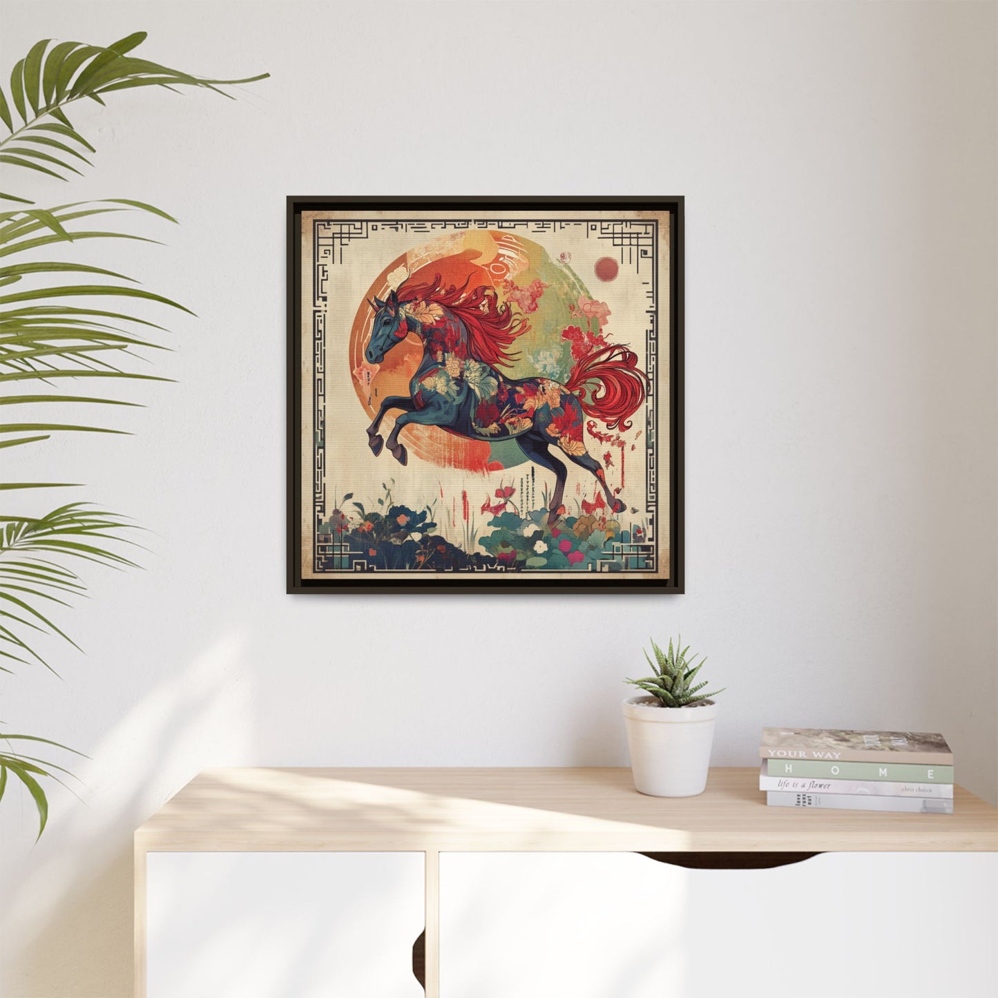 Fire Horse Year Matte Canvas Framed Print