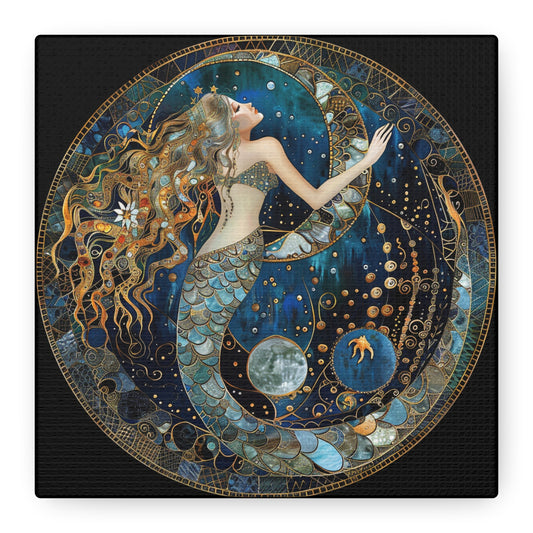 Mermaid Dreams Canvas Art, Ocean Wall Decor, Boho Home Decor, Gift for Her, Coastal Decoration, Celestial Art