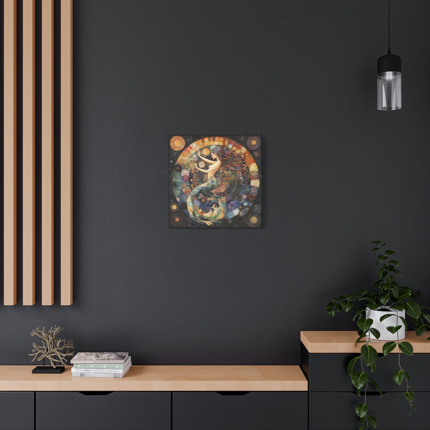 Autumn Mermaid Canvas Art Print, Ocean Wall Decor, Boho Home Decor, Nautical Gift, Vibrant Artwork, Mermaid Lover Gift
