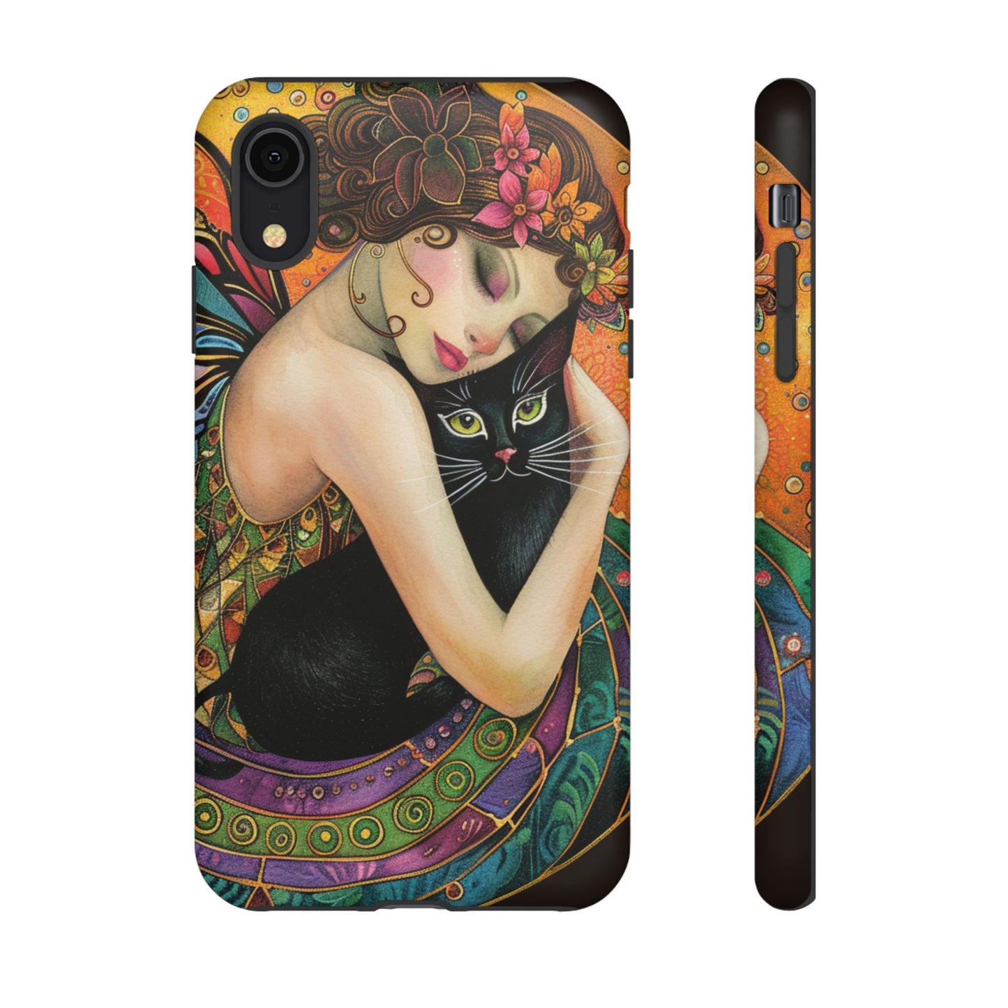 Colorful Art Phone Case with Cat and Fairy Design, Phone Cover Gift for Cat Lovers, Unique Floral Case, Magical Design, Vibrant Phone [...]