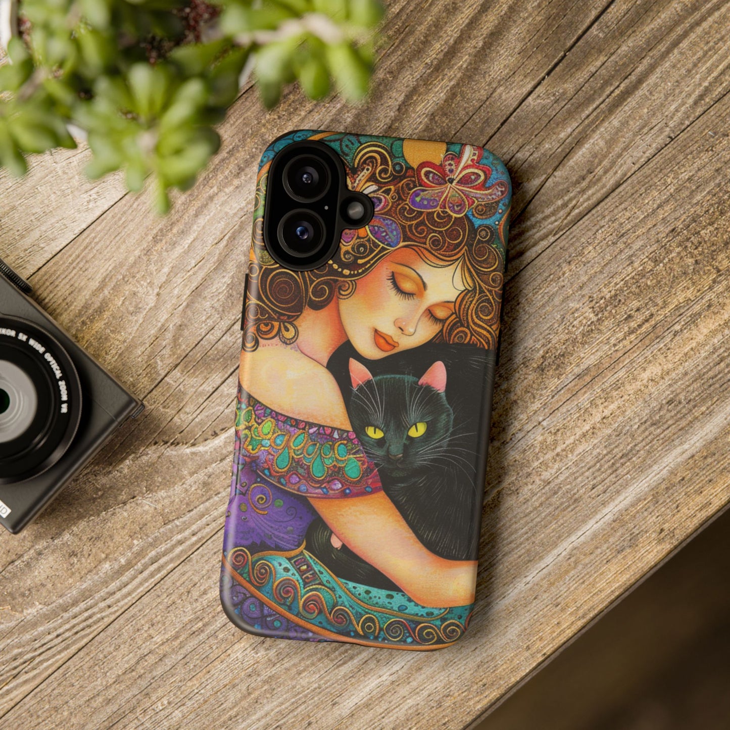 Colorful Cat Art Phone Case, Tough Phone Cover for Cat Lovers, Gift for Pet Owners, Artistic Mobile Case, Cute Cat Design
