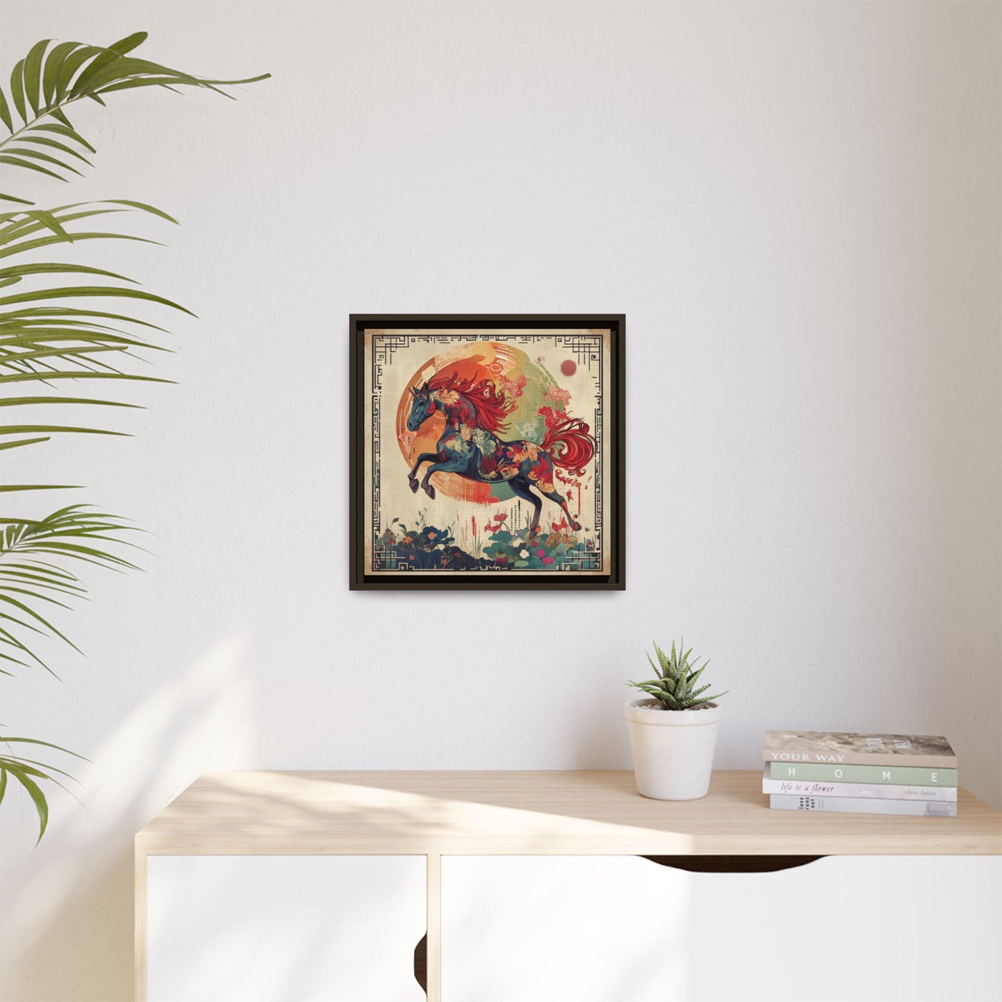 Fire Horse Year Matte Canvas Framed Print