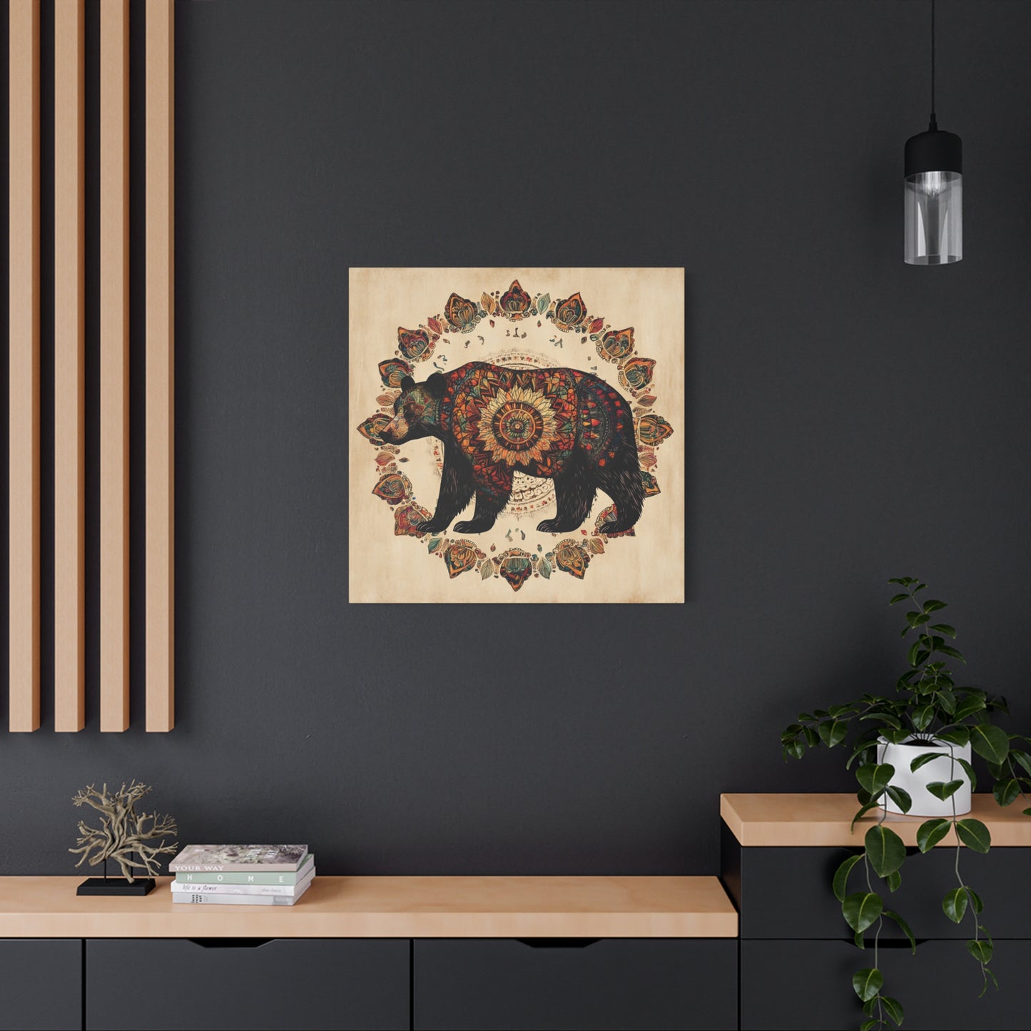 Bohemian Mandala Bear Matte Canvas Wall Art | Stretched Canvas