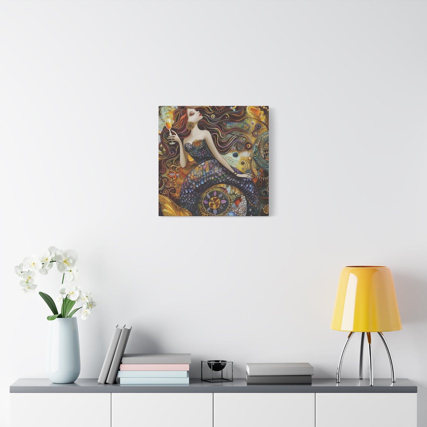 Mermaid Art Canvas, Relaxing Home Decor, Whimsical Wall Art, Unique Gift, Fantasy Artwork