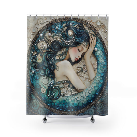 Enchanted Mermaid Shower Curtain, Ocean Inspired Bathroom Decor, Nautical Home Accent, Gift for Sea Lovers, Coastal Aesthetic