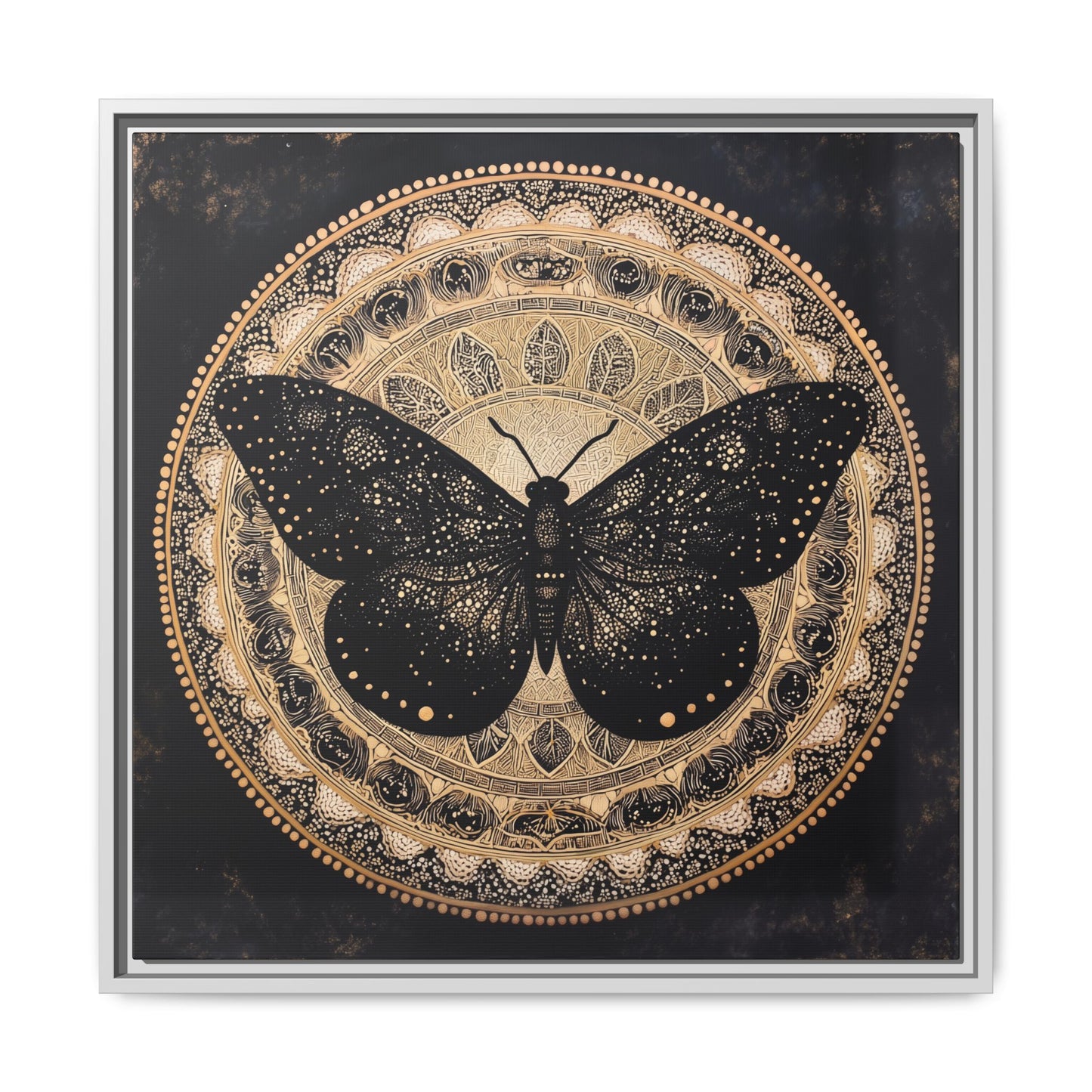 Black Moth Mandala Matte Canvas Framed | Wall Art