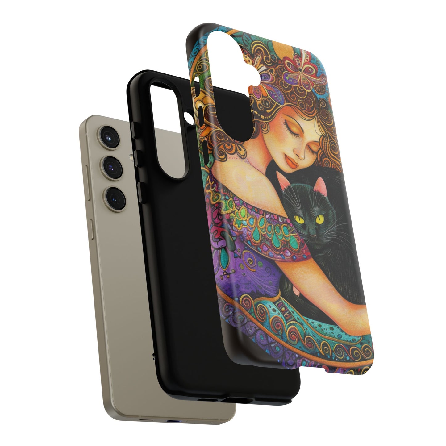 Colorful Cat Art Phone Case, Tough Phone Cover for Cat Lovers, Gift for Pet Owners, Artistic Mobile Case, Cute Cat Design