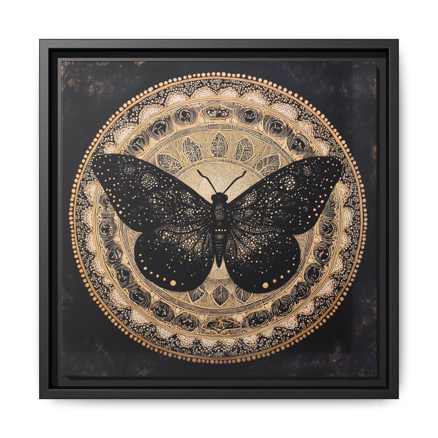 Black Moth Mandala Matte Canvas Framed | Wall Art