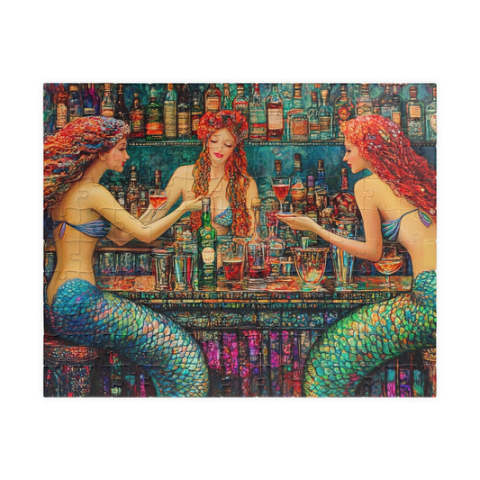 Mermaid Bar Scene Puzzle | 520 or 1014 Piece Jigsaw, Colorful Mermaid Artwork