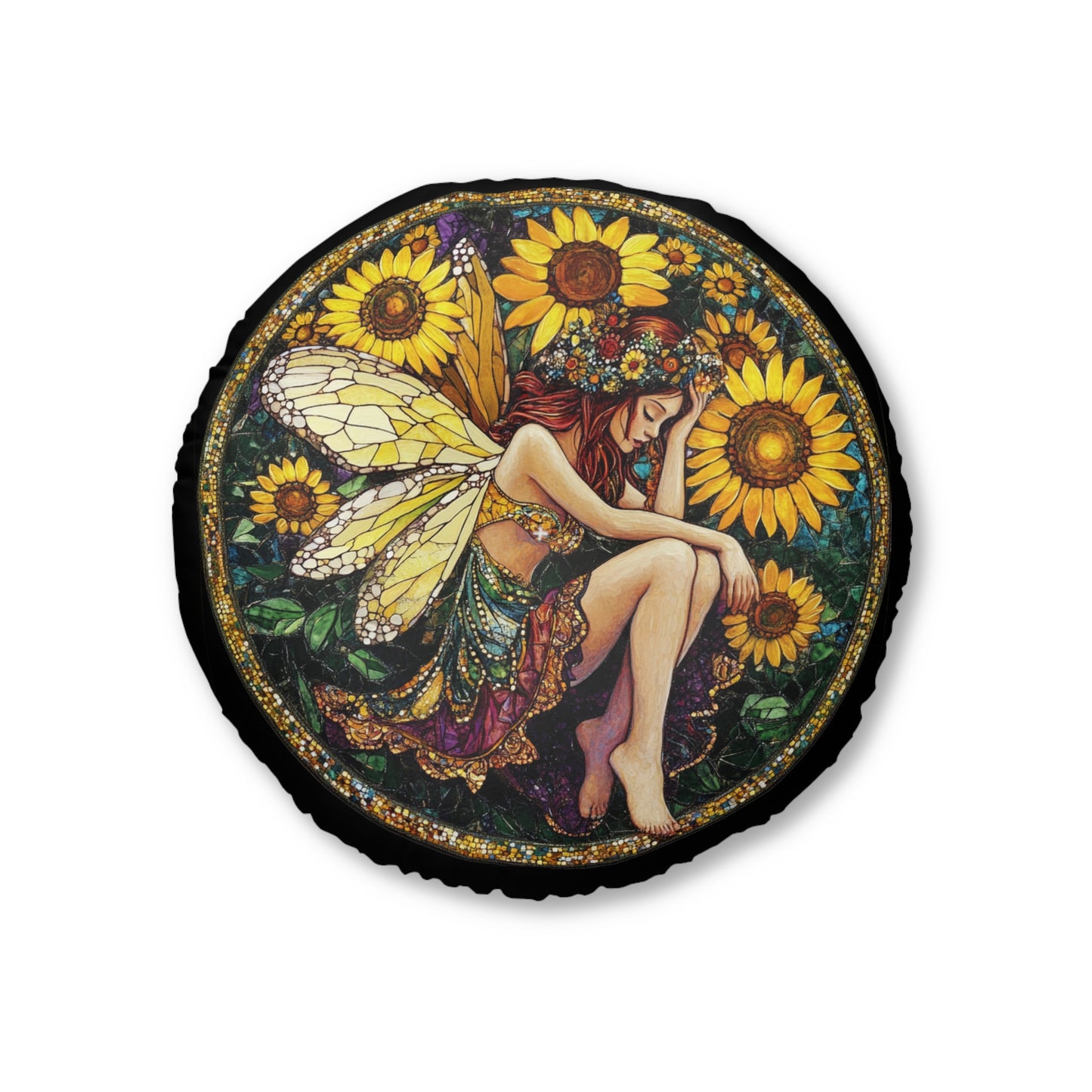 Sunflower Fairy Tufted Floor Pillow, Round Sunflower Fairy Design, Cozy Home Decor, Perfect for Living Room, Gift for Nature Lovers, [...]