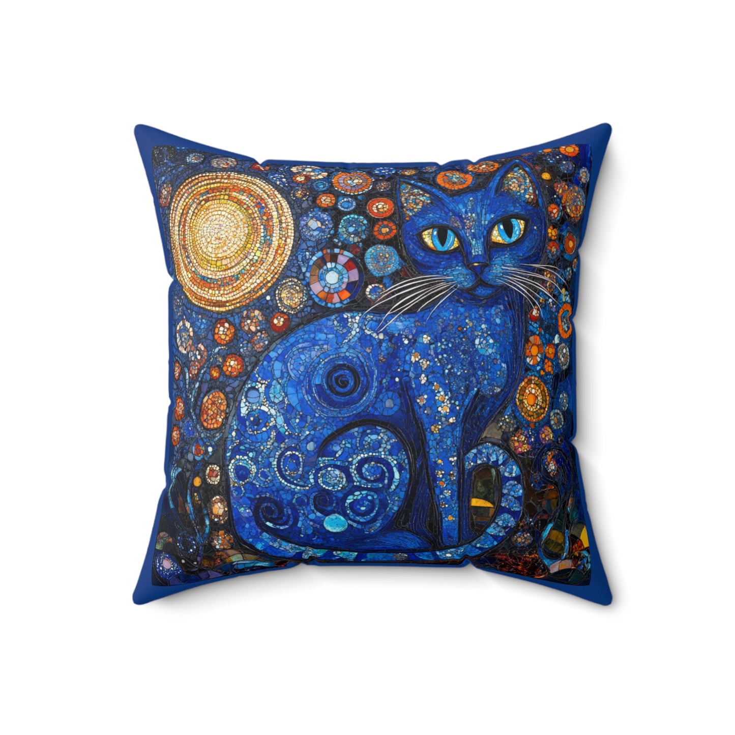 Crystal Cat Collection Lapis Lazuli Cat Faux Suede Pillow - Cozy Home Decor, Cat Lover Gift, Unique Cushion for Living Room