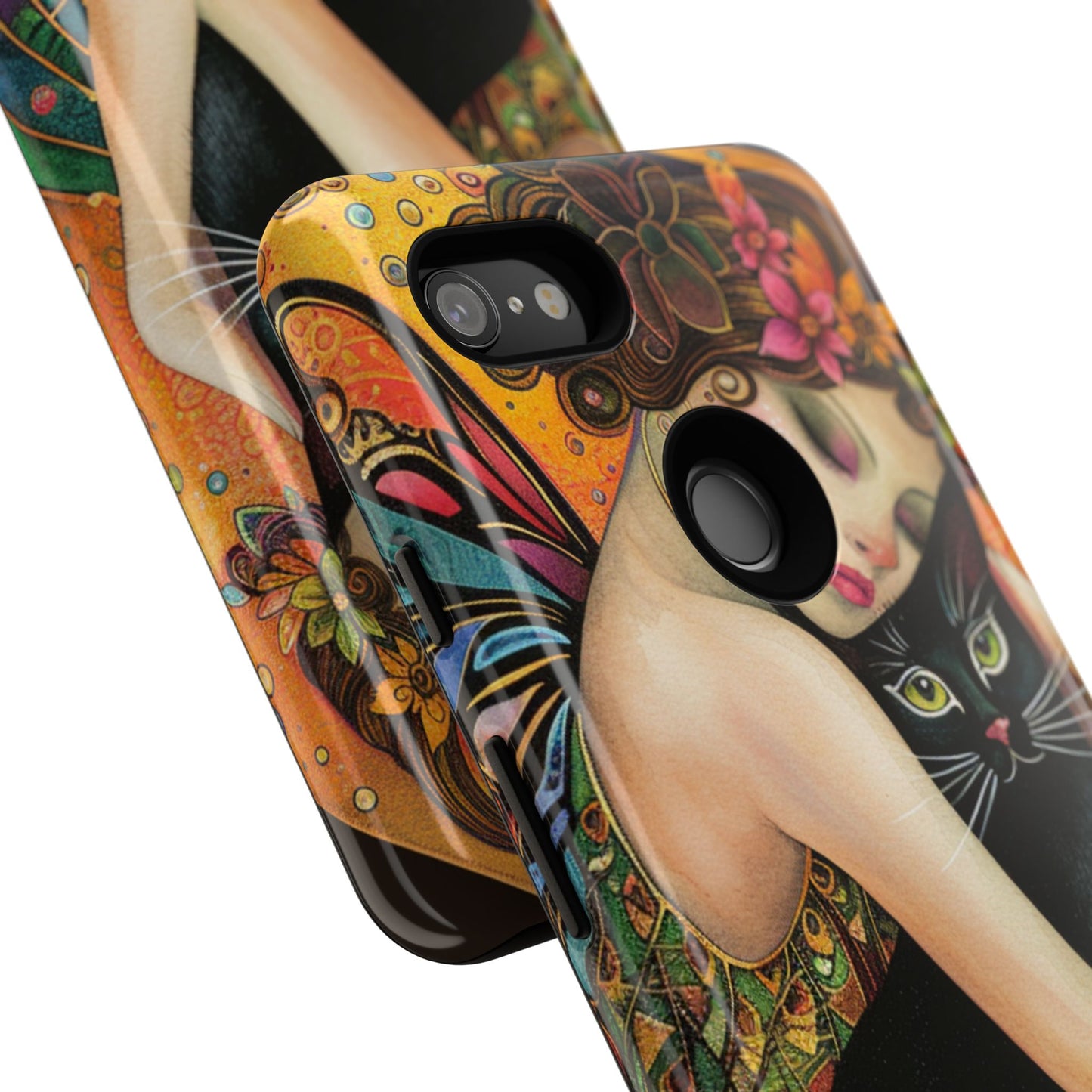 Colorful Art Phone Case with Cat and Fairy Design, Phone Cover Gift for Cat Lovers, Unique Floral Case, Magical Design, Vibrant Phone [...]