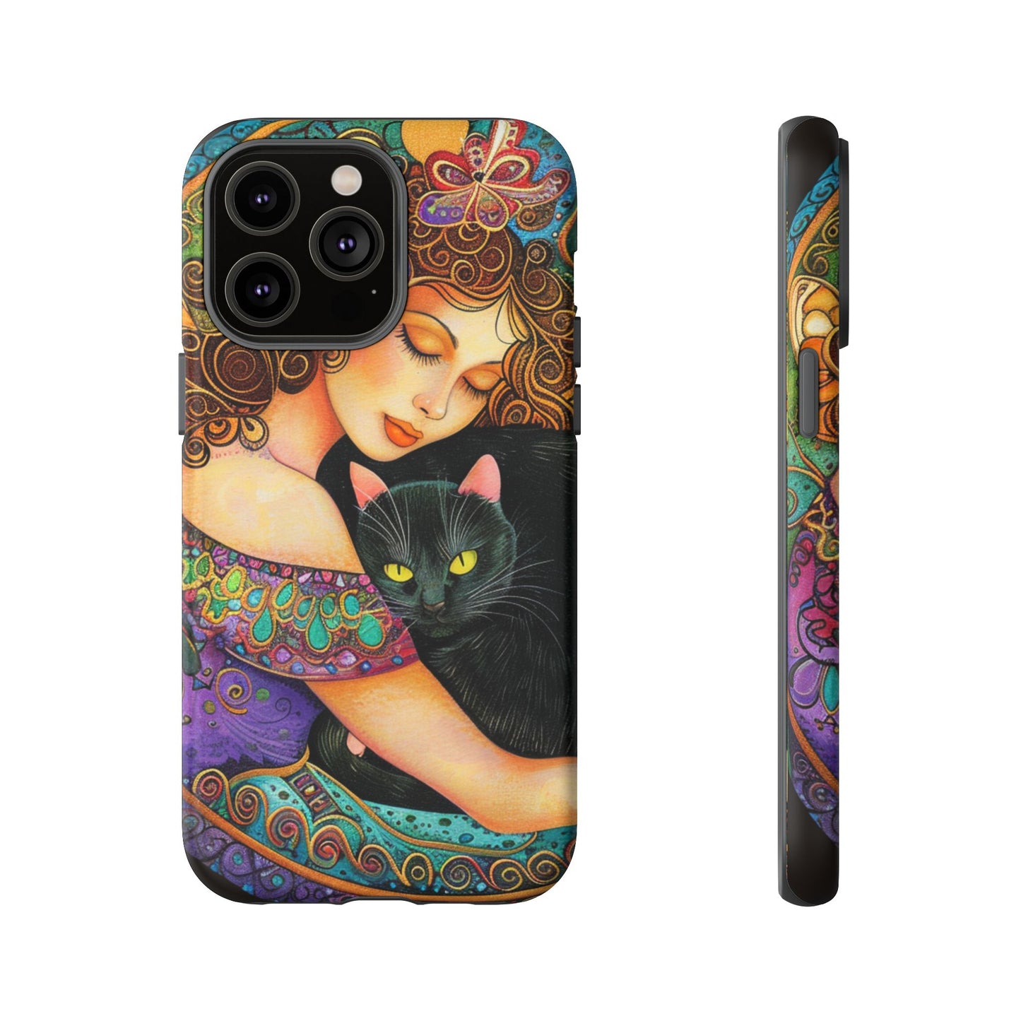 Colorful Cat Art Phone Case, Tough Phone Cover for Cat Lovers, Gift for Pet Owners, Artistic Mobile Case, Cute Cat Design
