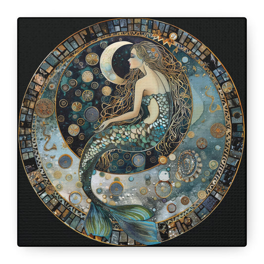 Mermaid Moon Canvas Art Print, Ocean Decor, Fantasy Artwork, Nautical Home Wall Art, Ethereal Gift for Sea Lovers