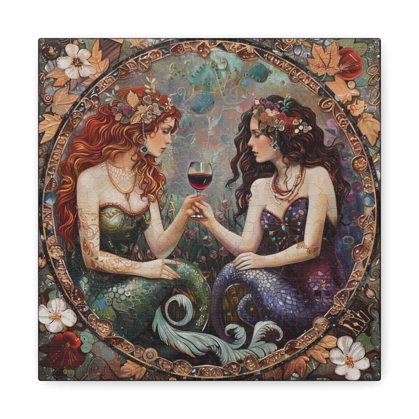 Mermaid in Paris Canvas Print, Mermaid Lovers, Mermaid Gift, Girlfriend Gift, Mermaid Canvas, Choose Your Size Canvas Options