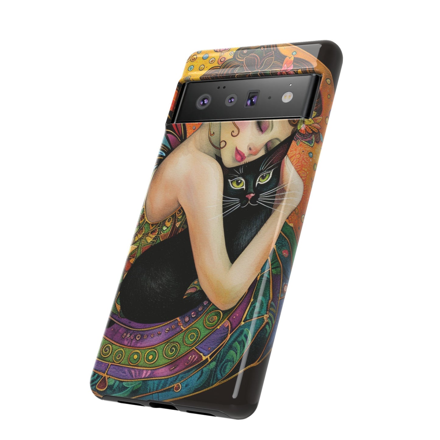 Colorful Art Phone Case with Cat and Fairy Design, Phone Cover Gift for Cat Lovers, Unique Floral Case, Magical Design, Vibrant Phone [...]