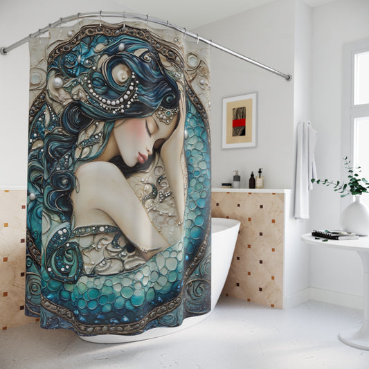 Enchanted Mermaid Shower Curtain, Ocean Inspired Bathroom Decor, Nautical Home Accent, Gift for Sea Lovers, Coastal Aesthetic