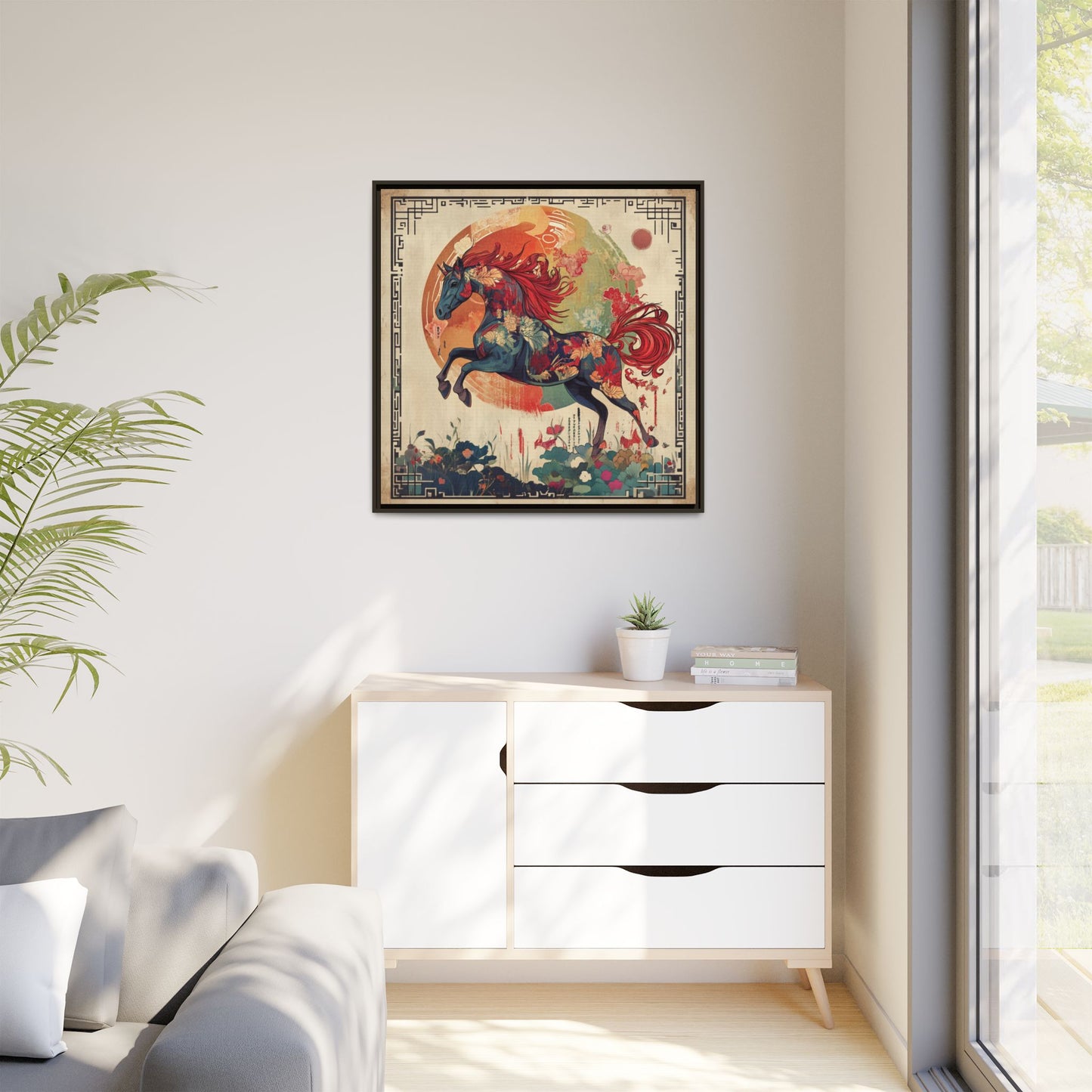 Fire Horse Year Matte Canvas Framed Print