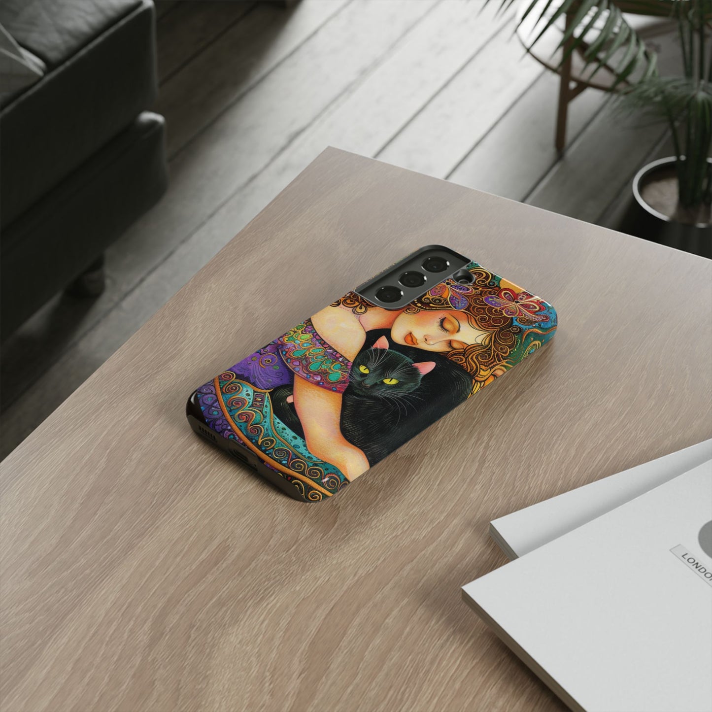Colorful Cat Art Phone Case, Tough Phone Cover for Cat Lovers, Gift for Pet Owners, Artistic Mobile Case, Cute Cat Design
