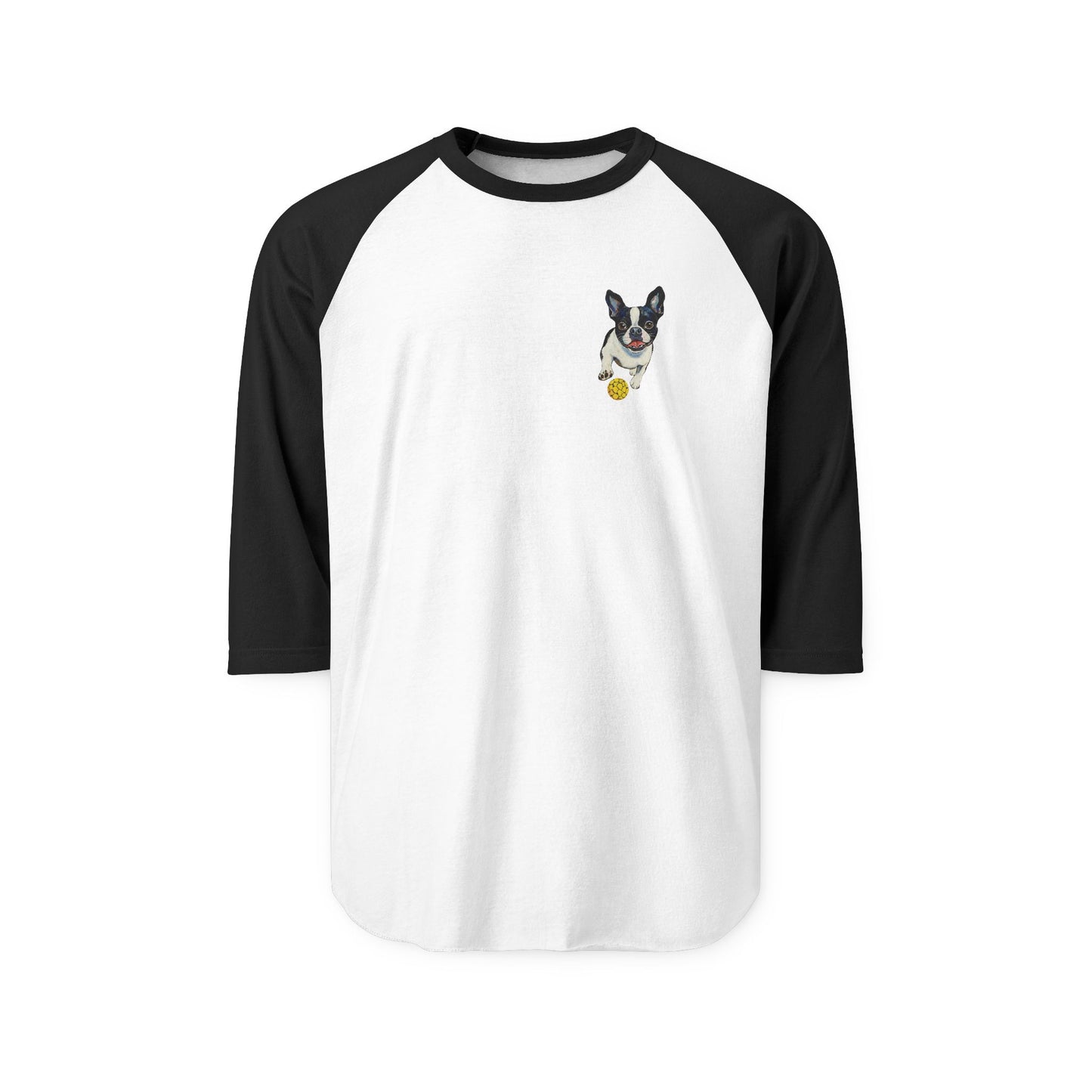 Pickle Ball Boston Terrier Unisex Three-Quarter Sleeve Raglan Shirt