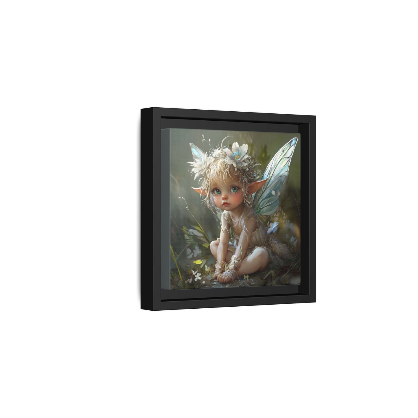 Baby Fairy Art Print, Framed Canvas, Whimsical Home Decor, Fairy Tale Gift, Magical Nursery Wall Art