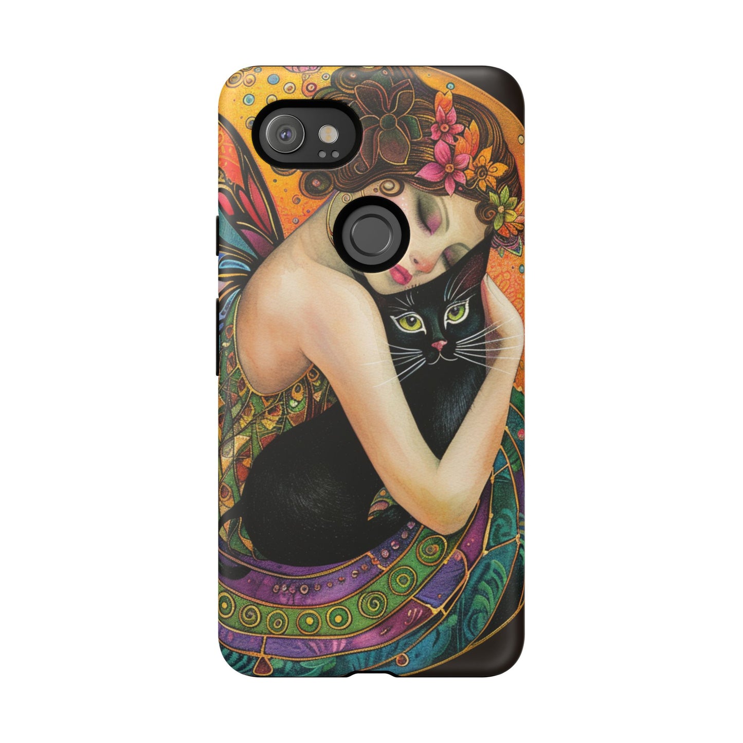 Colorful Art Phone Case with Cat and Fairy Design, Phone Cover Gift for Cat Lovers, Unique Floral Case, Magical Design, Vibrant Phone [...]