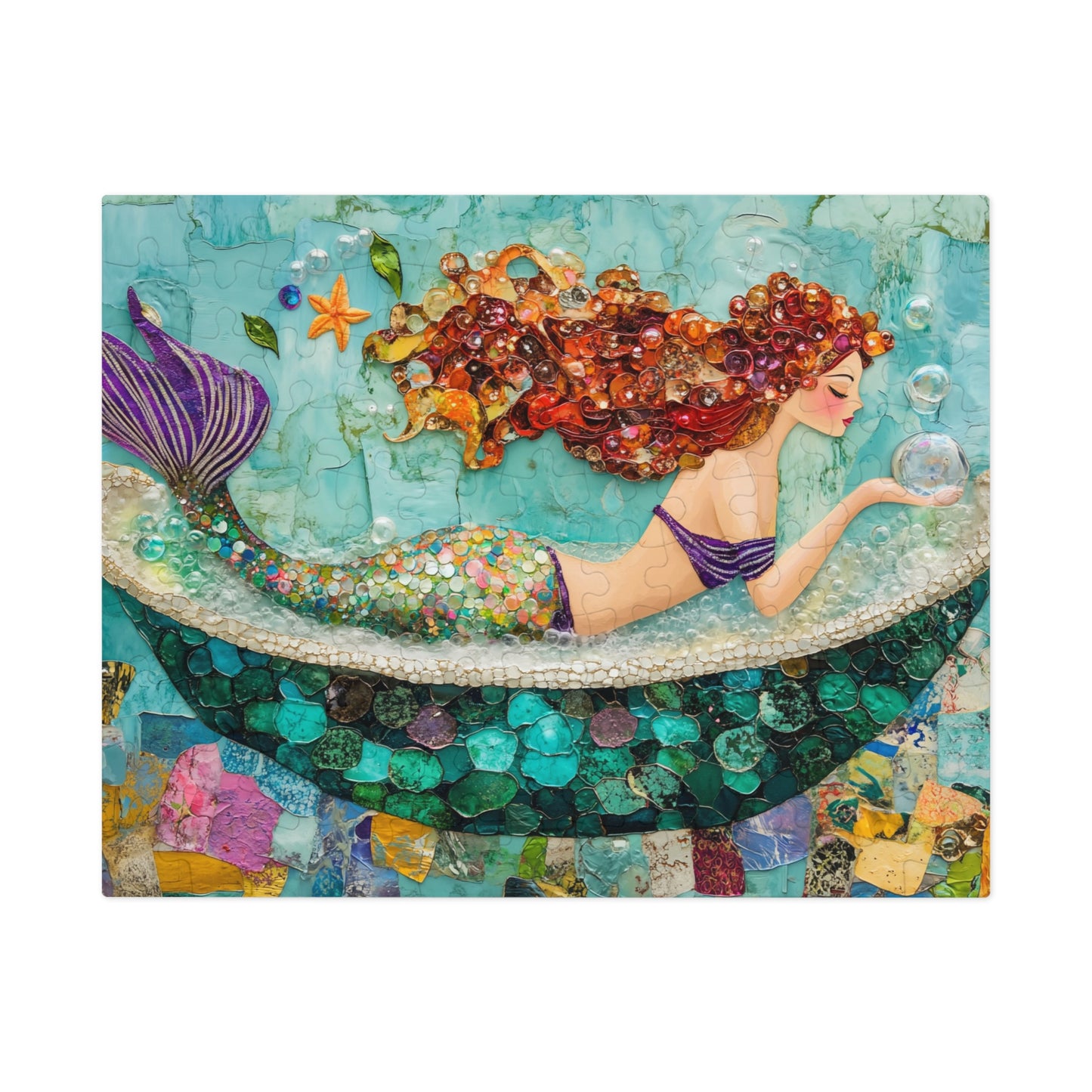 Bubbles Mermaid Art Jigsaw Puzzle with Tin