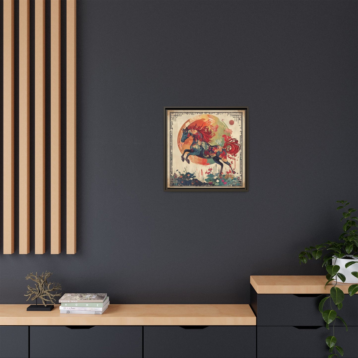 Fire Horse Year Matte Canvas Framed Print