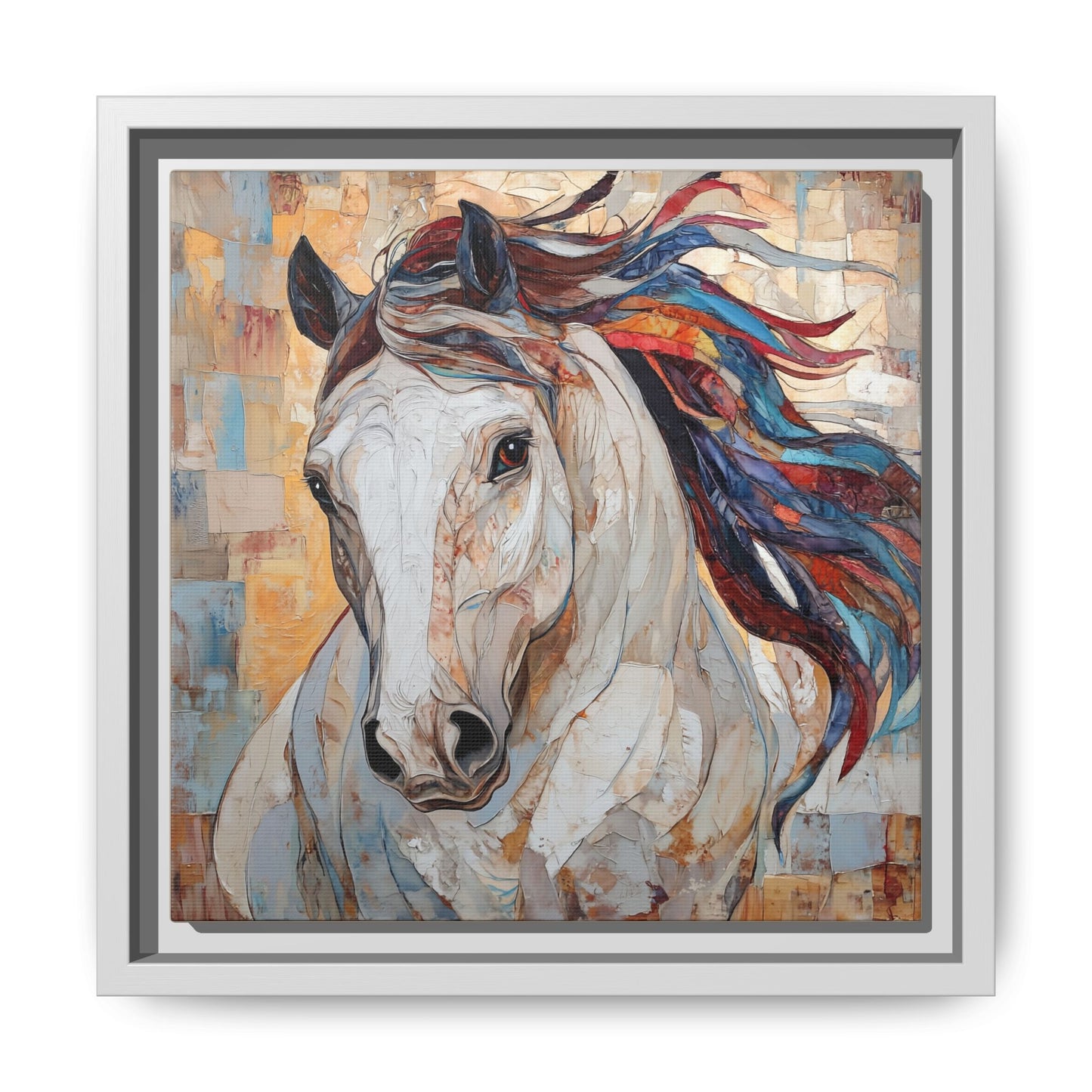Colorful Mane Horse Matte Canvas Framed | Equine Wall Art