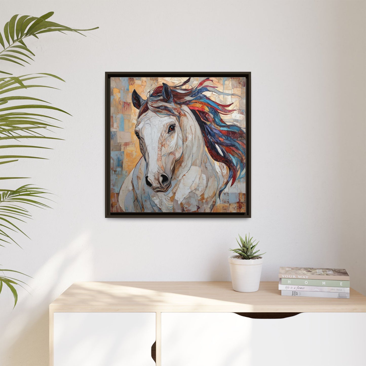 Colorful Mane Horse Matte Canvas Framed | Equine Wall Art