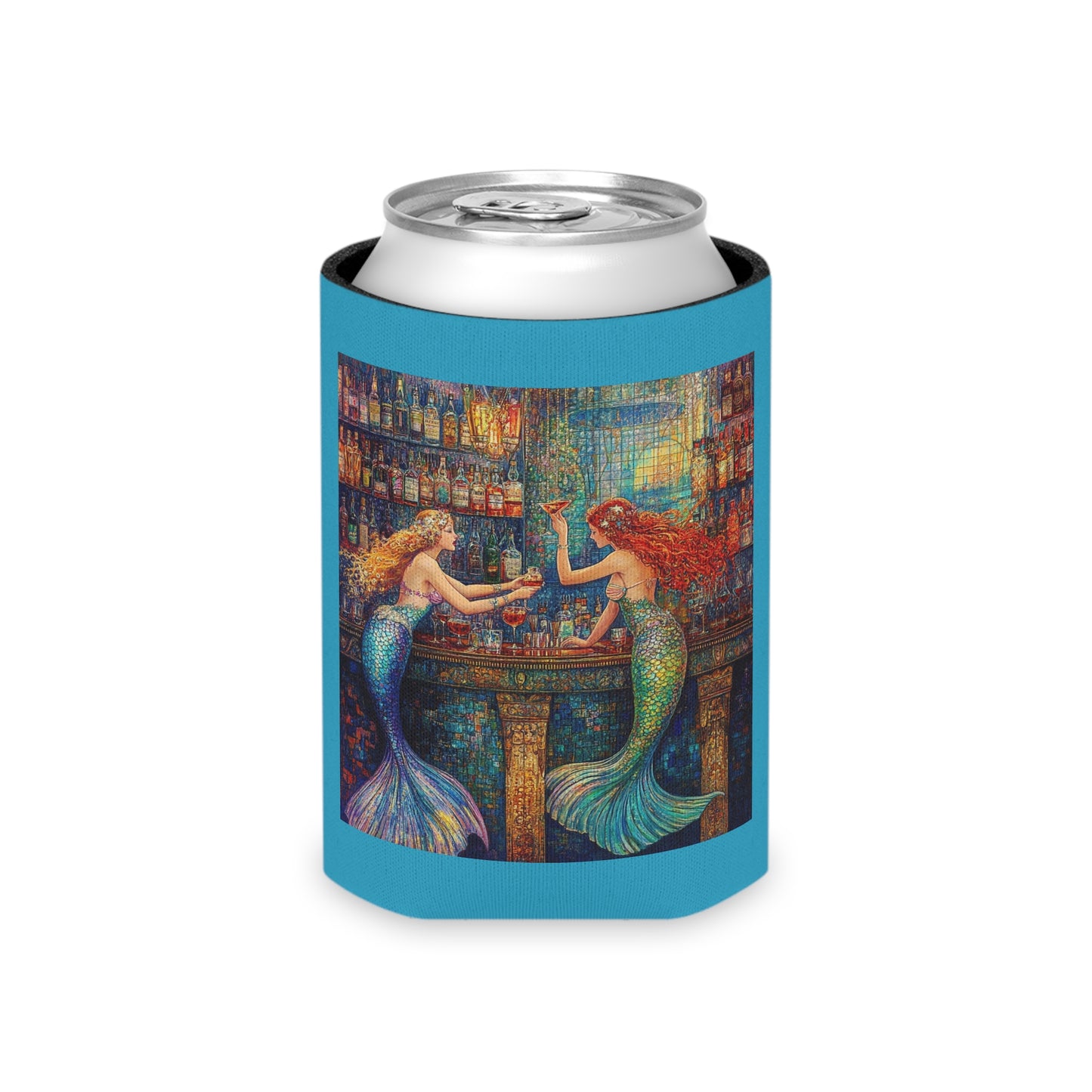 Mermaid "Barmaids" Can Cooler, Vibrant Drink Insulator, Summer Barbecue Essential, Fun Beach Party Accessory