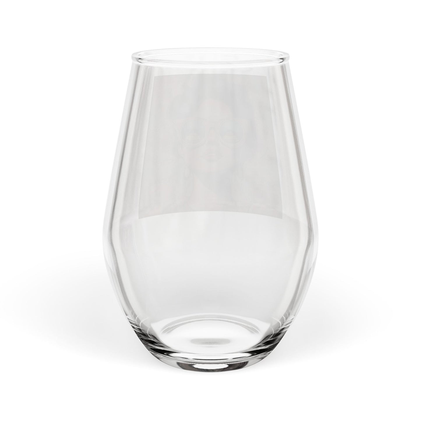 Retro Sunglasses Woman Stemless Wine Glass | Colorful Boho Portrait