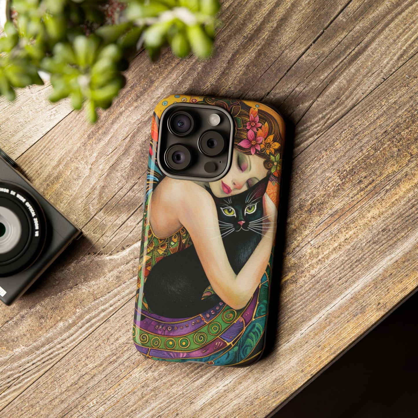 Colorful Art Phone Case with Cat and Fairy Design, Phone Cover Gift for Cat Lovers, Unique Floral Case, Magical Design, Vibrant Phone [...]