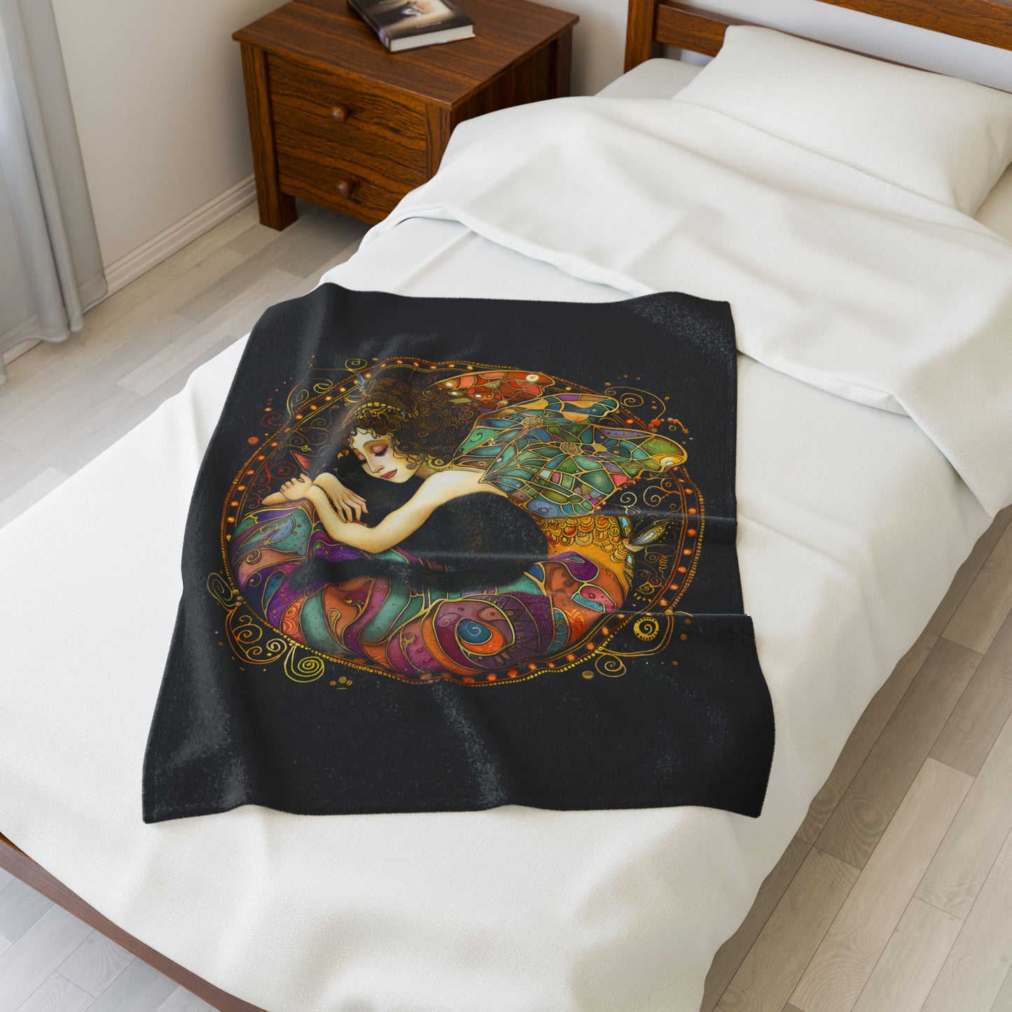 Artistic Fairy Velveteen Plush Blanket, Magical Home Décor, Cozy Gift for All Occasions, Soft Throw for Relaxation