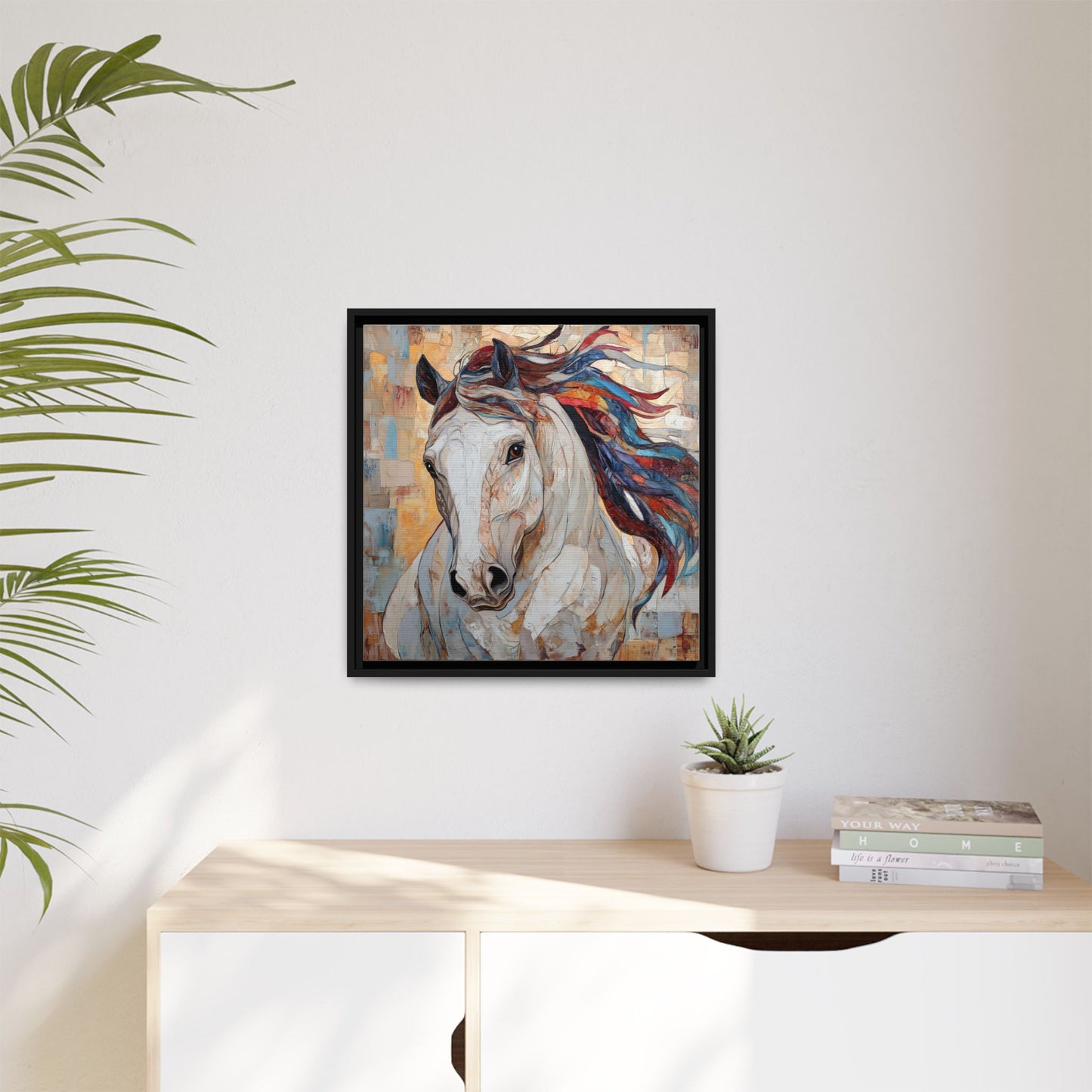 Colorful Mane Horse Matte Canvas Framed | Equine Wall Art