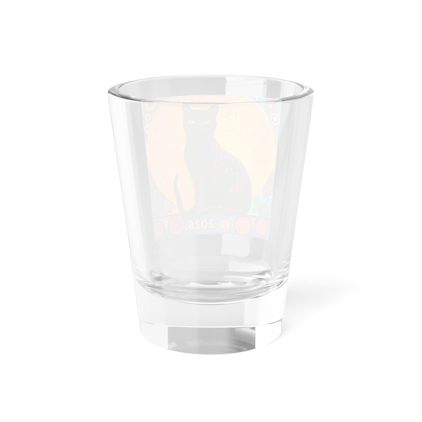 Happy New Year Black Cat Artwork 2026 Shot Glass | 2026 Colorful Cat Design