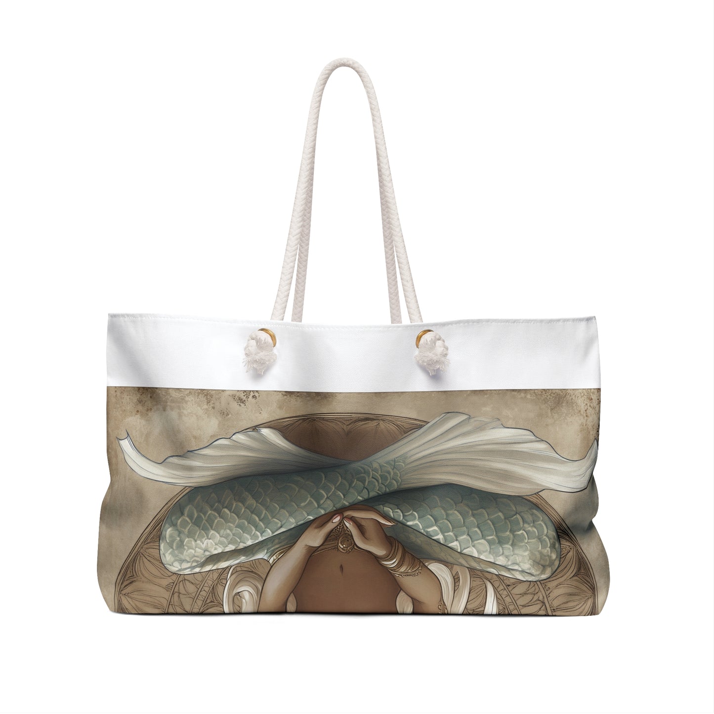 Mystic Moon Mermaid Weekender Bag  Boho Mermaid Illustration