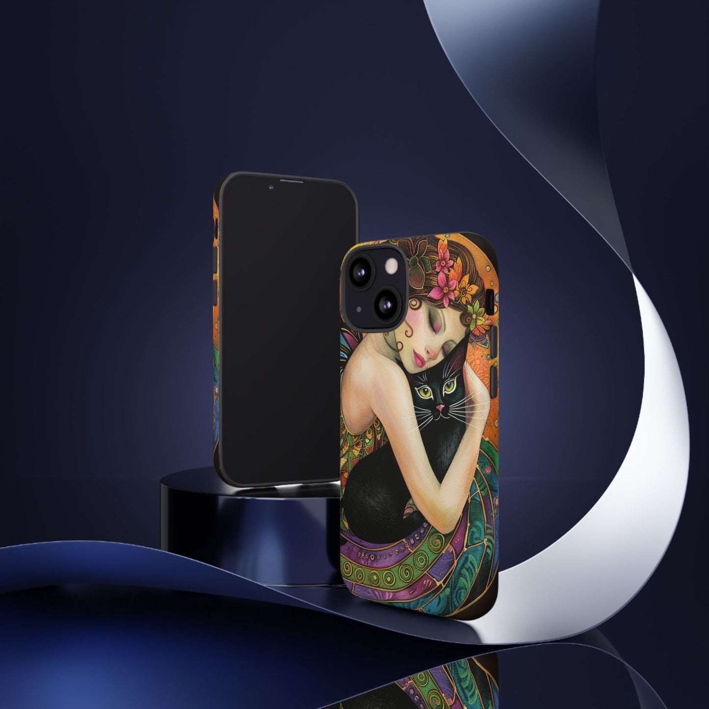 Colorful Art Phone Case with Cat and Fairy Design, Phone Cover Gift for Cat Lovers, Unique Floral Case, Magical Design, Vibrant Phone [...]