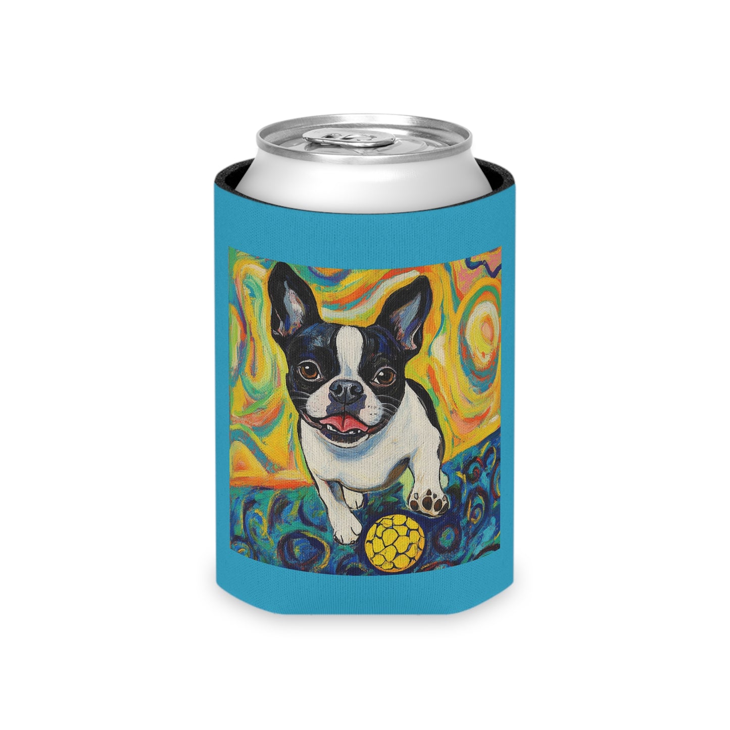 Boston Terrier Can Cooler featuring Playful Dog, Fun Party Drink Sleeve, Pet Lover Gift, Summer BBQ Essential, Vibrant Beer Holder