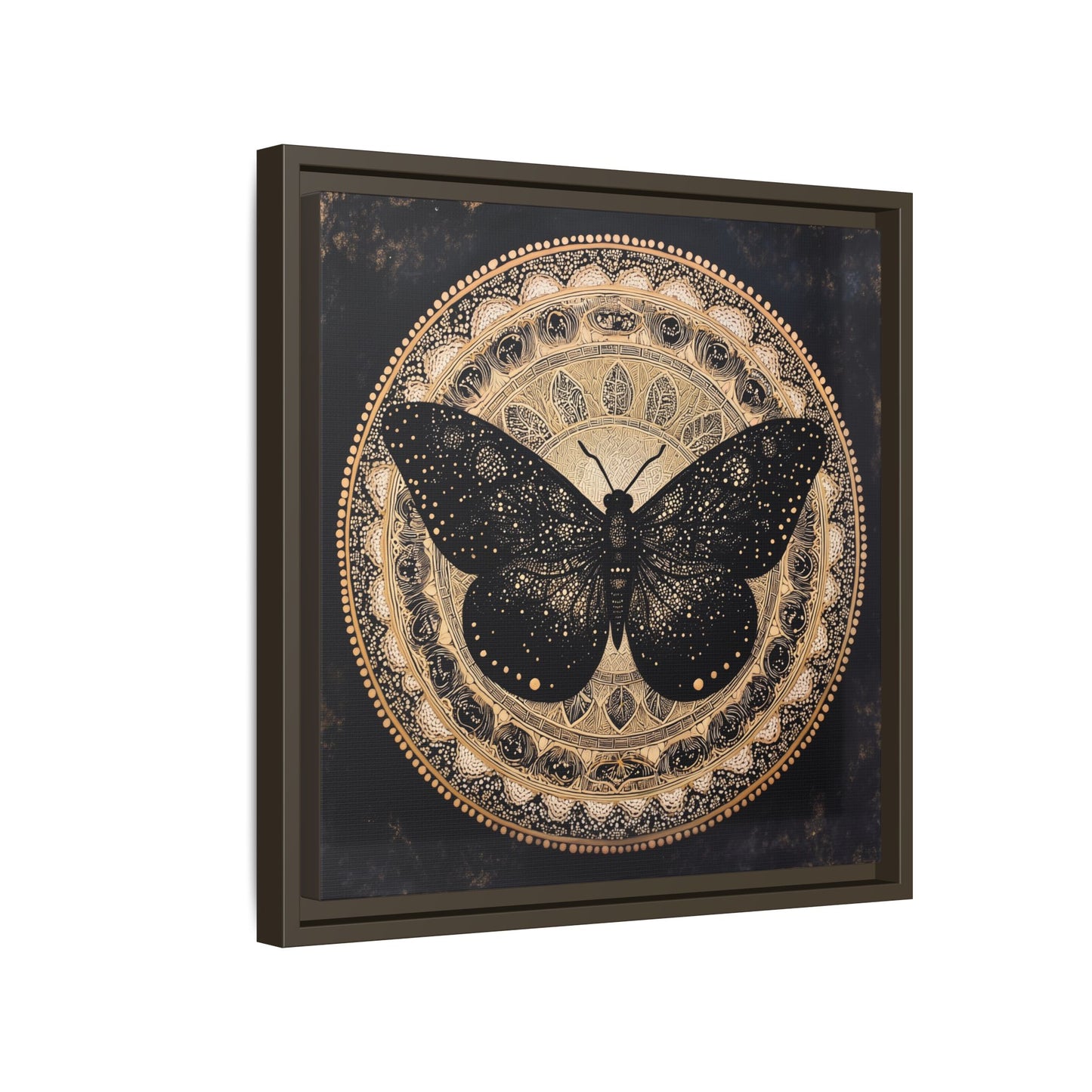 Black Moth Mandala Matte Canvas Framed | Wall Art