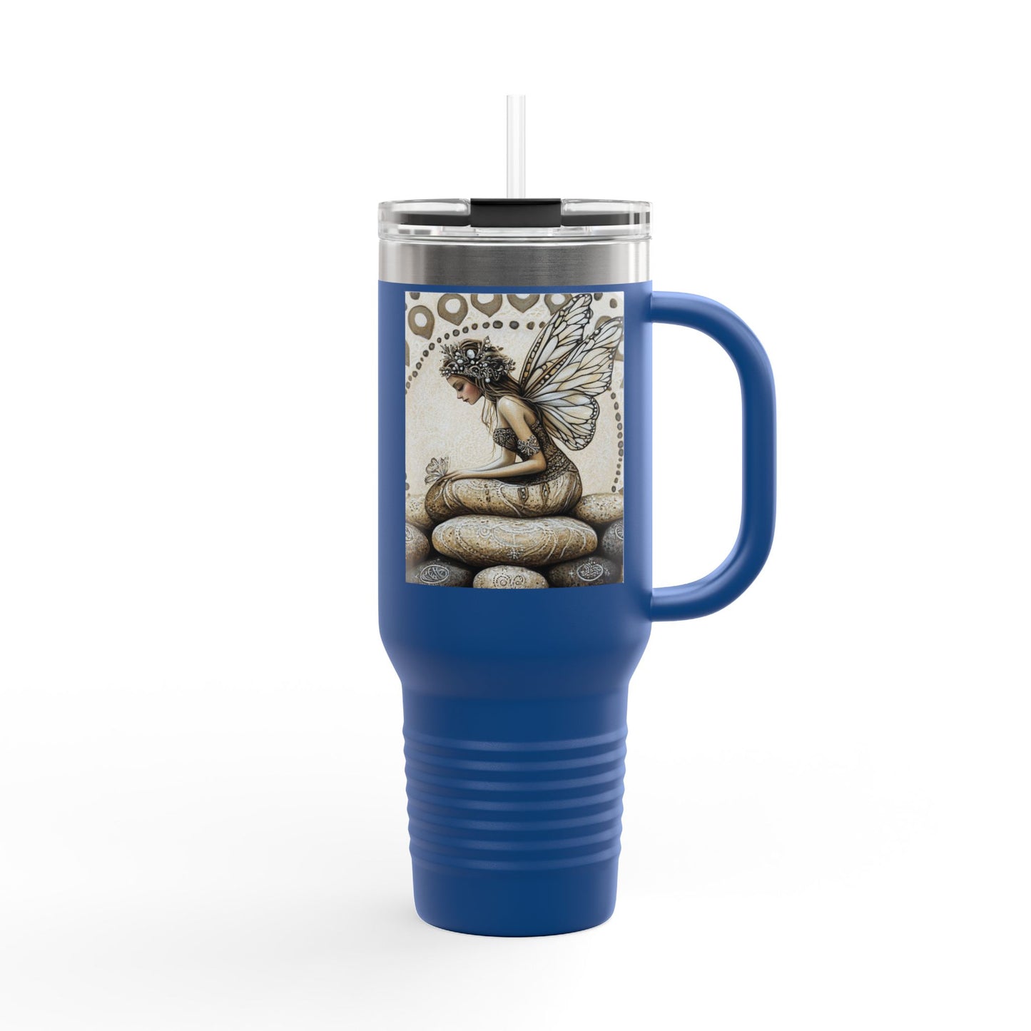 Good Fortune Stone Fairy Travel Mug, 40oz | Insulated Coffee Cup | Gifts for Nature Lovers | Boho Decor | Relaxation Gift