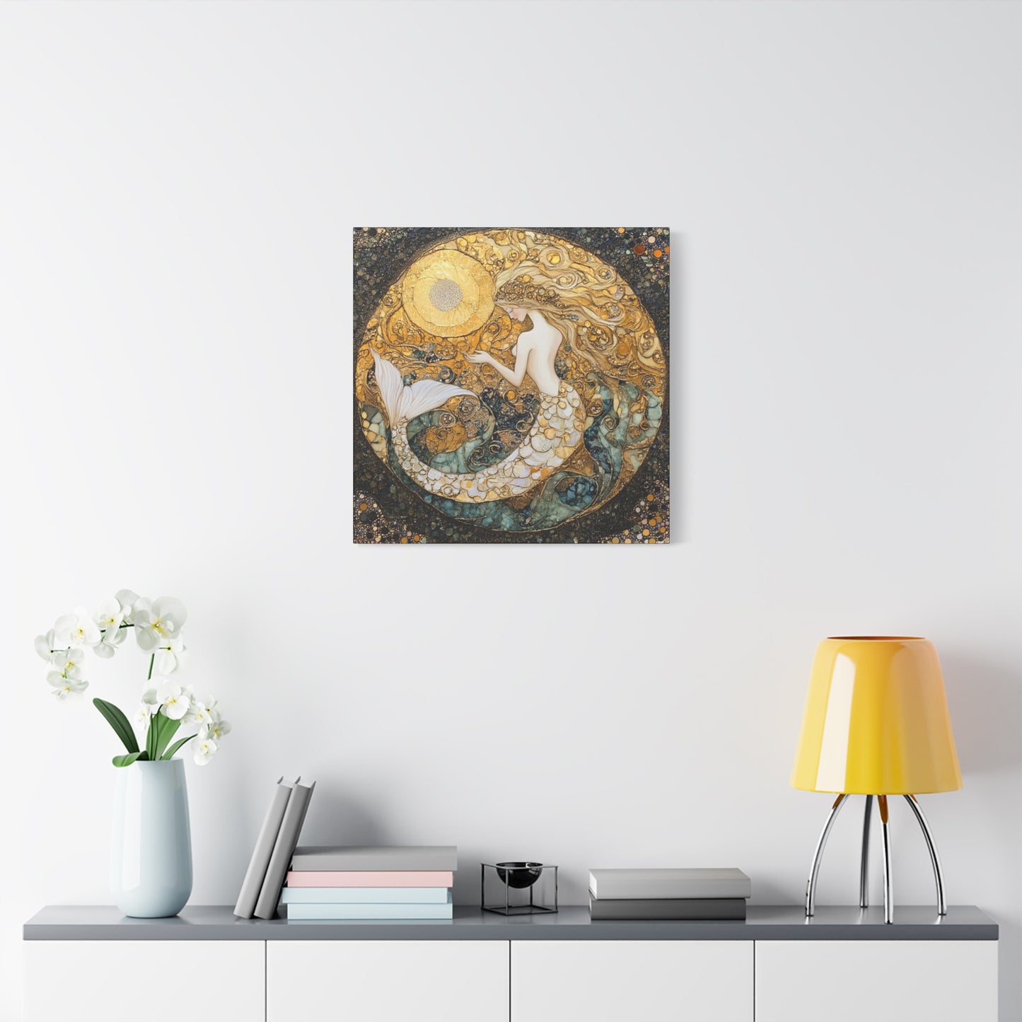 Elegant Mermaid Wall Art - Stretched Matte Canvas, Nautical Decor, Ocean Lover Gift, Home Decoration, Unique Mermaid Artwork