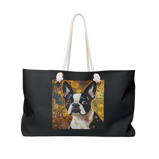 Bost Terrier Weekender Bag, Tote Bag for Dog Lovers, Travel Bag, Weekend Getaway, Pet Lover Gift, Unique Canvas Tote